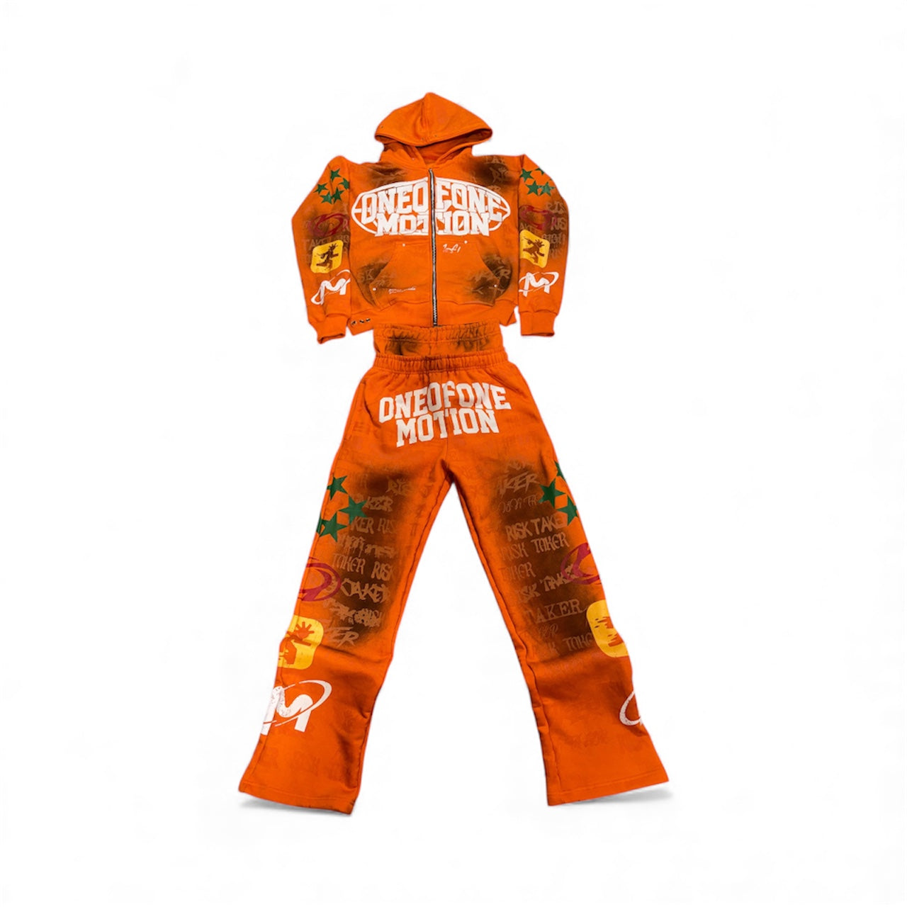 ONEOFONE GRAFFITI DOUBLE WAIST PANTS (Orange)