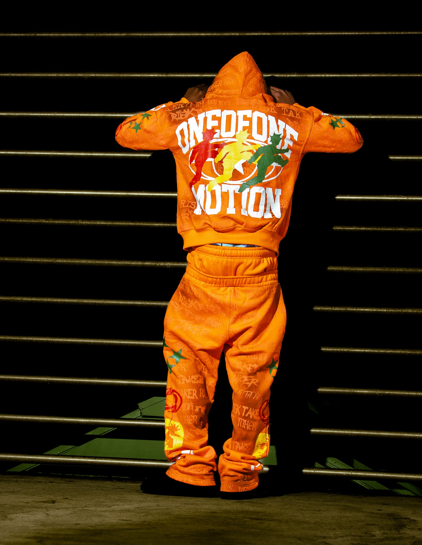 ONEOFONE GRAFFITI DOUBLE WAIST PANTS (Orange)