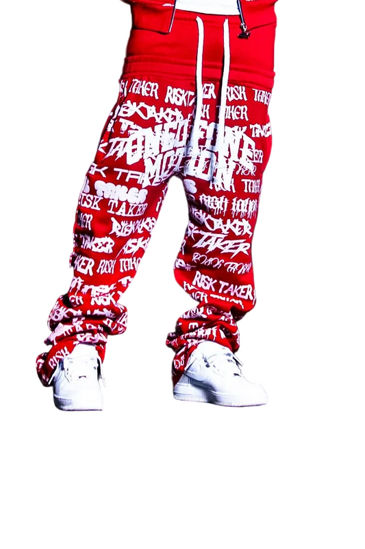 ONEOFONE GRAFFITI DOUBLE WAIST PANTS (Red)