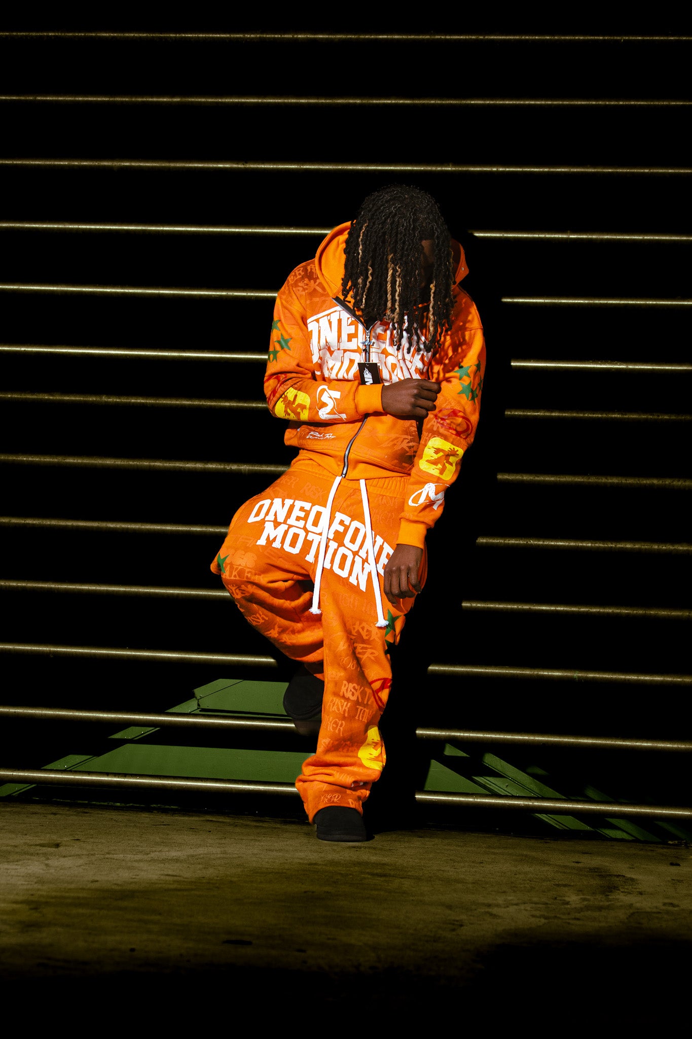 ONEOFONE GRAFFITI DOUBLE WAIST PANTS (Orange)