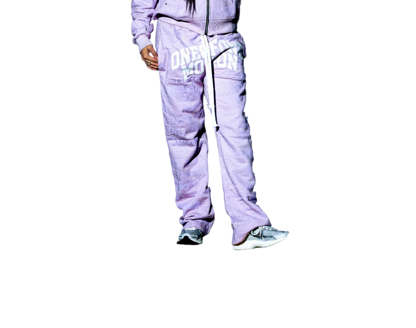ONEOFONE GRAFFITI DOUBLE WAIST PANTS (Lavender)